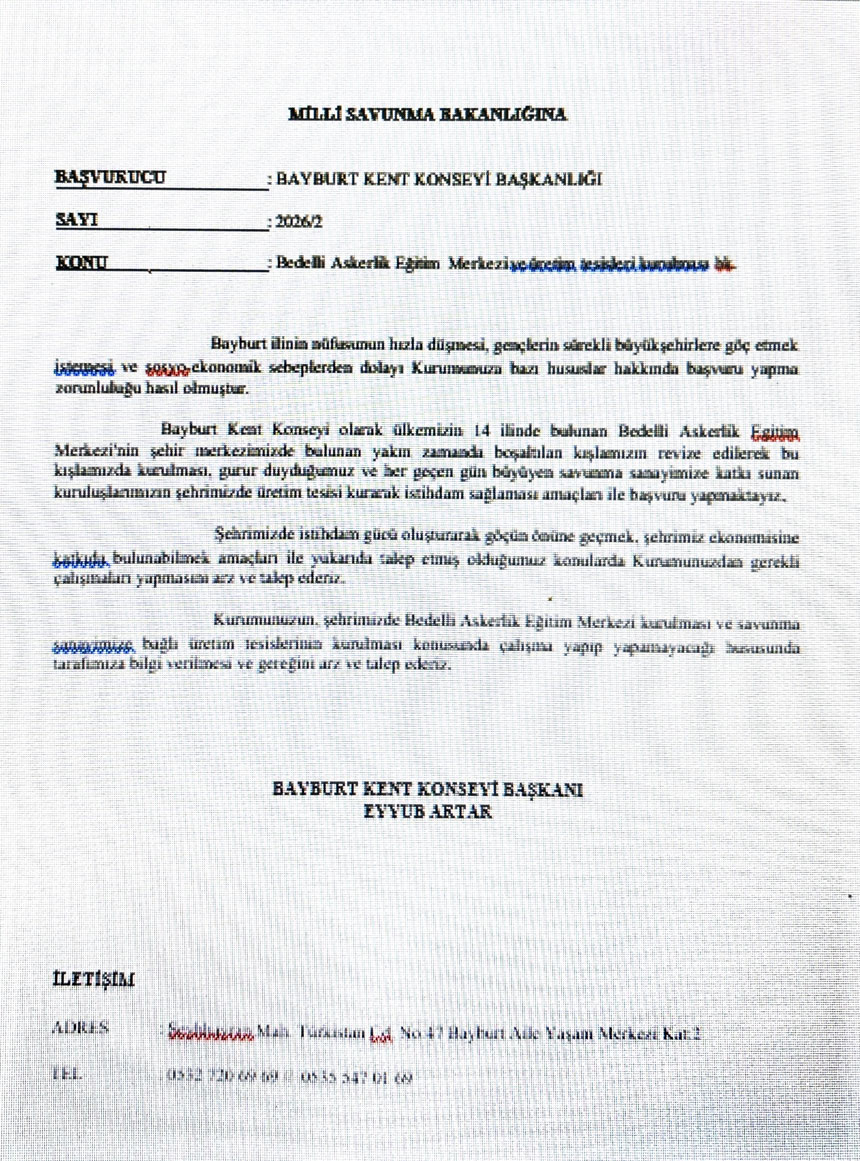 Bayburt Kent Konseyinden Nufus Kaybina Karsi Bedelli Askerlik Merkezi Cozumu
