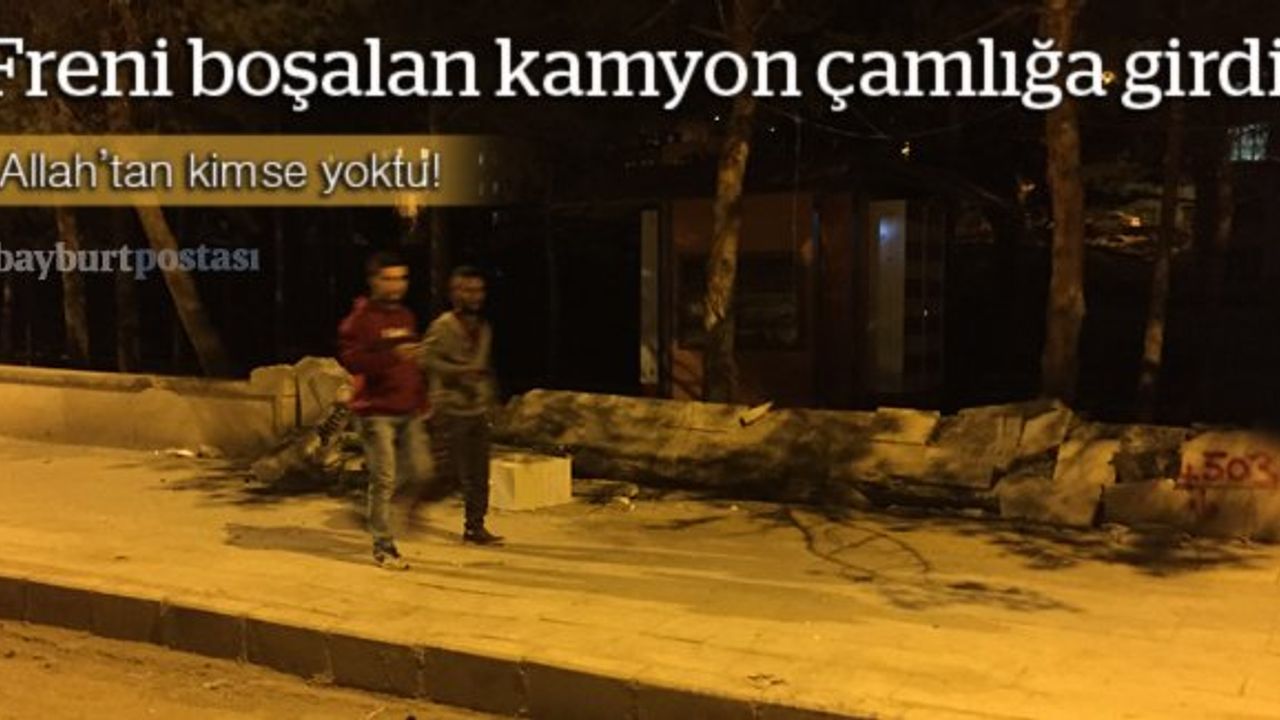 Freni boşalan kamyon Yazıcıoğlu Parkı'na girdi!