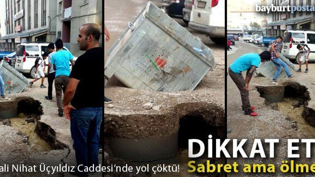 Vali Nihat Üçyıldız Caddesi'nde yol çöktü!