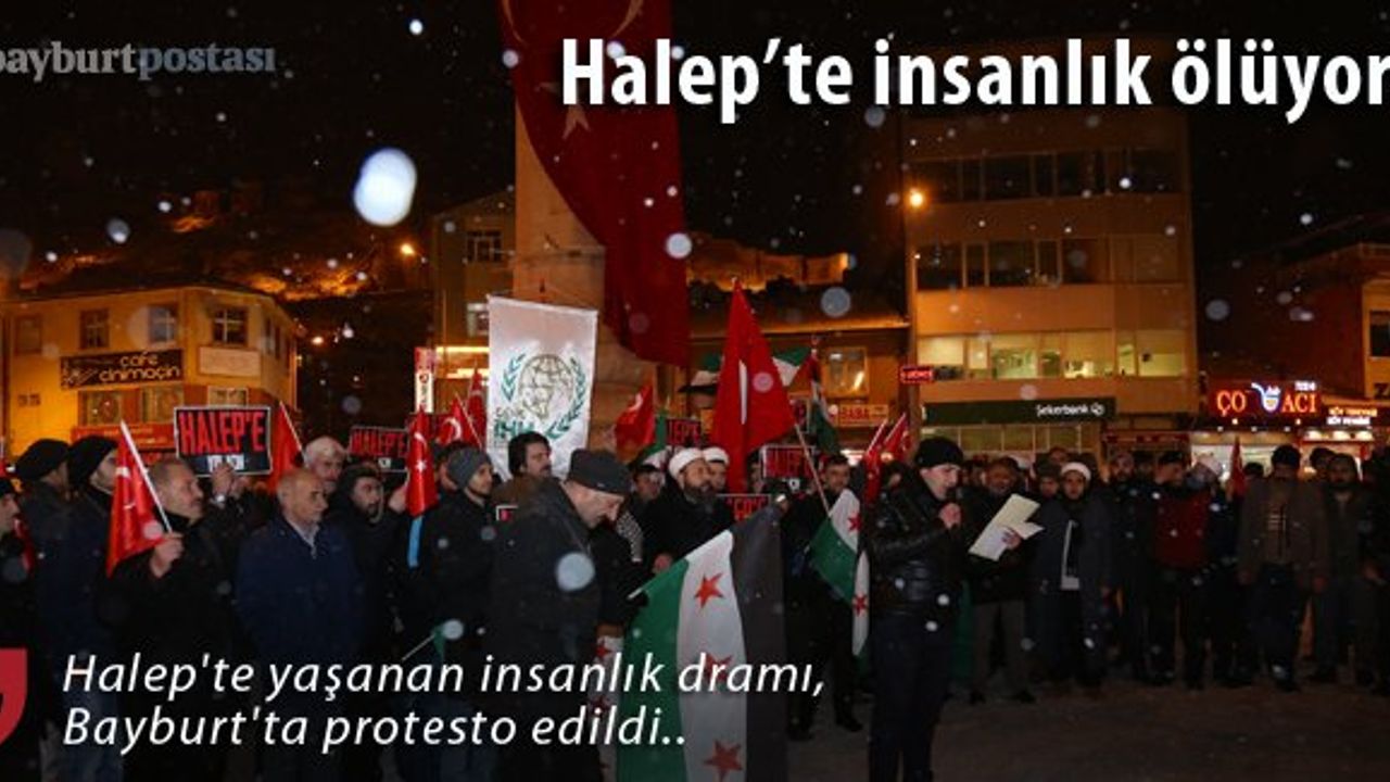 Halep'te yaşanan insanlık dramı protesto edildi