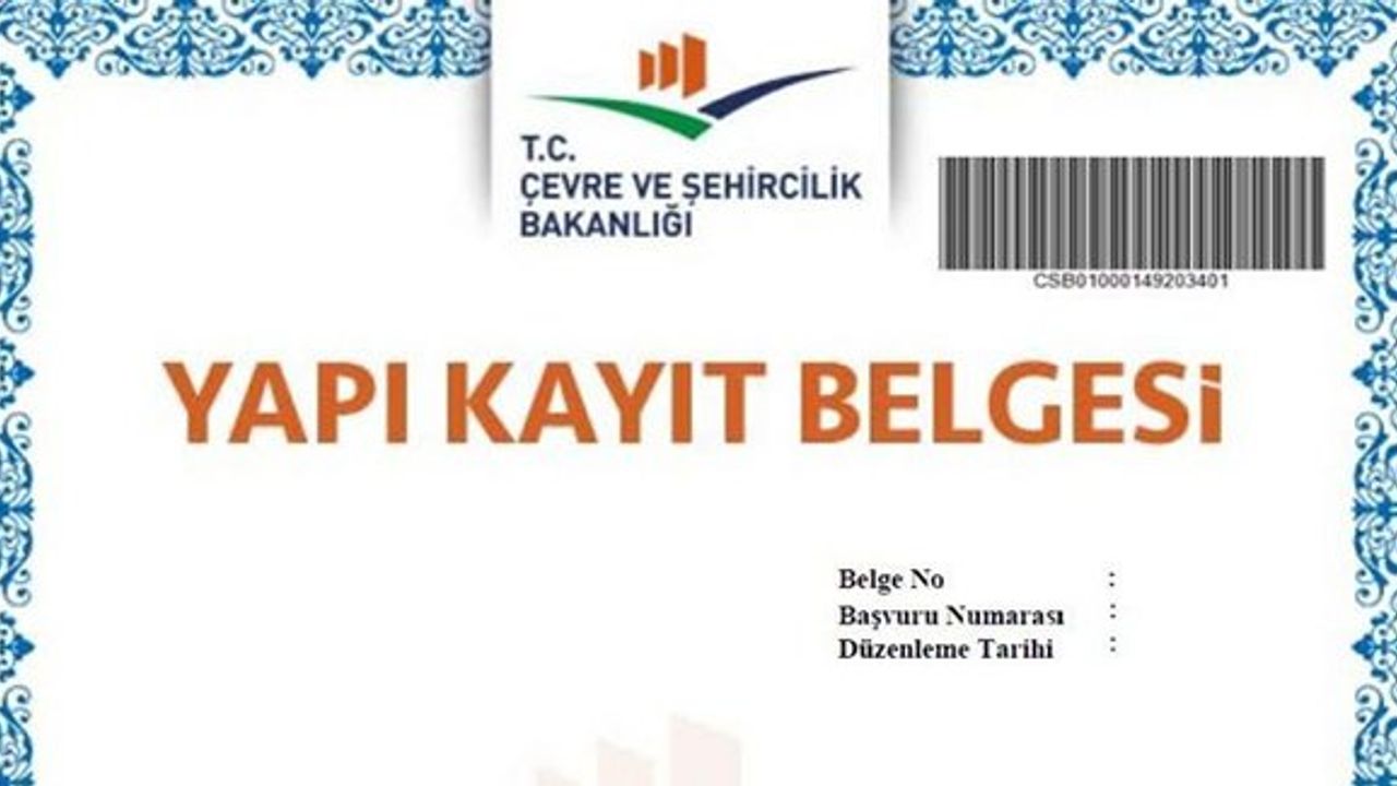 Yapı Kayıt Belgesi Olanlar İçin Son Gün 31 Aralık