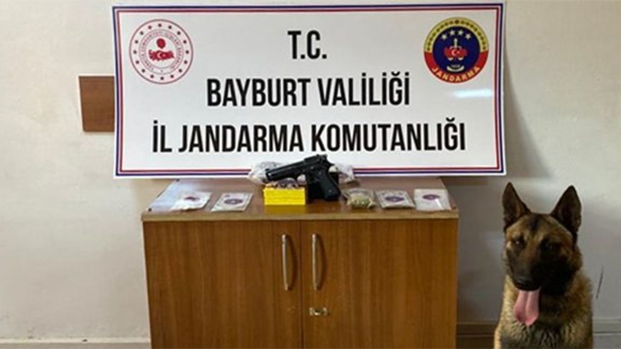 Bayburt'ta esrar ve tabanca ele geçirildi!