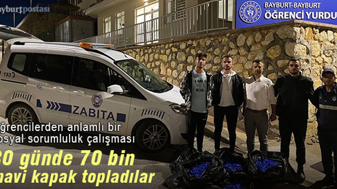 Bayburt'ta öğrenciler 30 günde 70 bin mavi kapak topladı