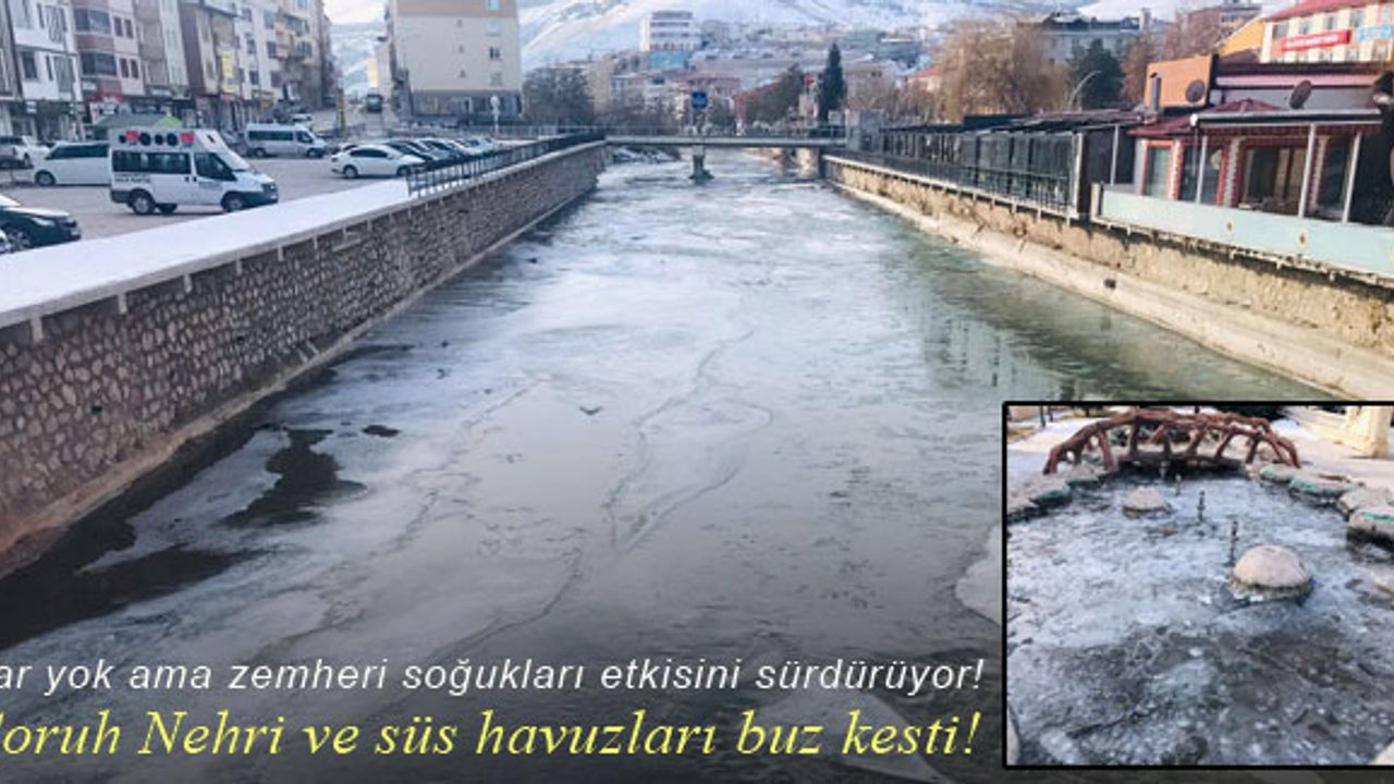 Çoruh Nehri ve süs havuzları buz kesti!