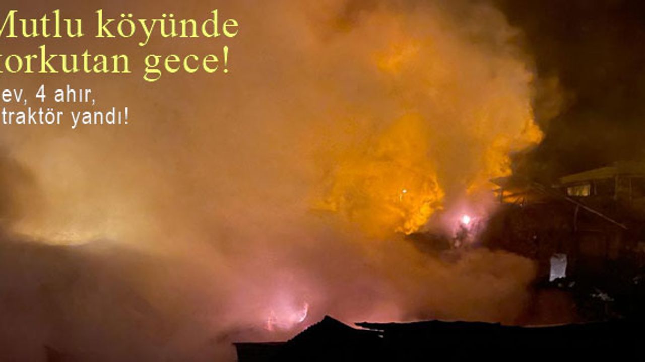 Mutlu köyünde korkutan gece: 4 ev, 4 ahır, 1 traktör yandı!