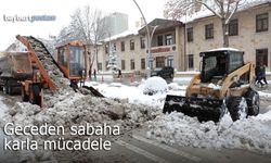 Bayburt Belediyesi'nin geceden sabaha kar mesaisi