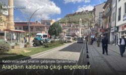 Bayburt'ta kaldırımlar elden geçti, araçlar engellendi!