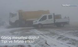 Bayburt'un yüksek kesimleri tipi ve fırtınanın etkisi altında!