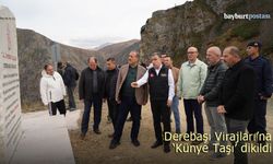 Derebaşı Virajları'na Bölgenin Simgesi 'Künye Taşı' Dikildi