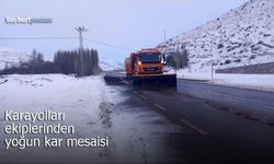 Bayburt’ta Karayolları Ekiplerinden Kar Mesaisi