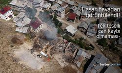Bayburt'ta 8 yapı küle döndü, hasar havadan görüntülendi!