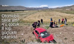 Bayburt'ta otomobil takla attı: 4'ü çocuk 8 kişi yaralandı!