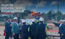 Arpalı Beldesinde doğal gaz sevinci, meşaleler yakıldı