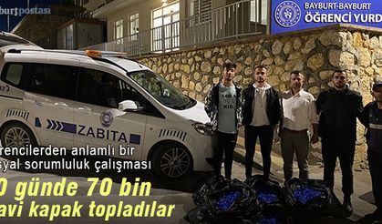 Bayburt'ta öğrenciler 30 günde 70 bin mavi kapak topladı