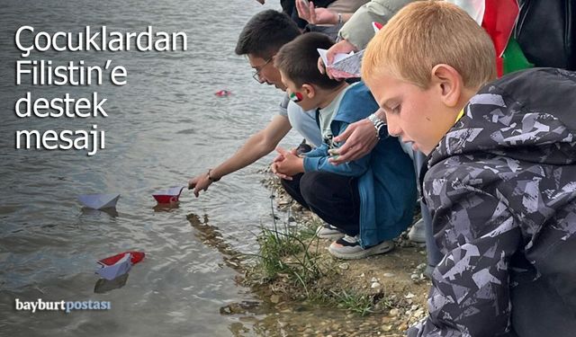 Bayburtlu çocuklar Çoruh Nehri'nden Filistin’e destek mesajı gönderdi