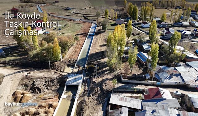 Bayburt'un iki köyünde taşkın kontrol inşaatları