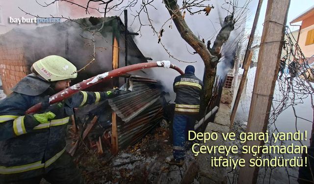 Bayburt'ta Korkutan Yangın: Depo ve Garaj Alevlere Teslim Oldu