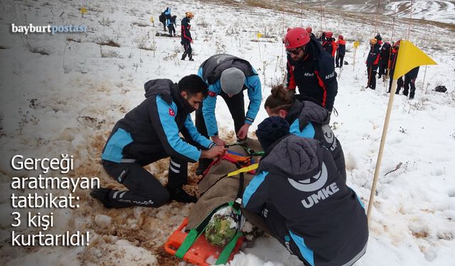 Bayburt AFAD’dan Gerçeği Aratmayan Çığ Operasyonu: 3 Kişi Kurtarıldı