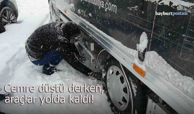"Cemre Düştü" derken Bayburt'ta araçlar yolda kaldı!
