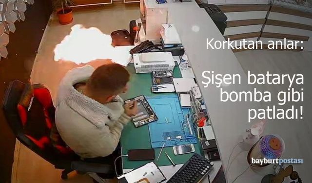 Bayburt’ta Korku Dolu Anlar: Şişen Batarya Bomba Gibi Patladı!