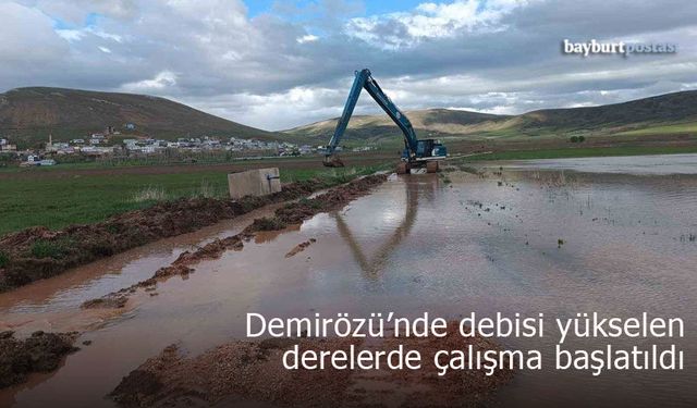 Demirözü’nde debisi yükselen derelerde çalışma başlatıldı