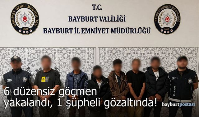 Bayburt'ta 6 düzensiz göçmen yakalandı, 1 şüpheli gözaltında!