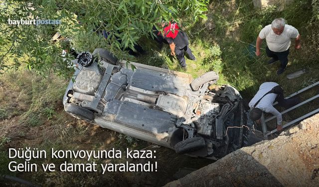 Bayburt’ta düğün konvoyunda kaza: Gelin ve damat yaralandı!