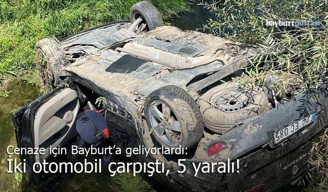 Cenaze için Bayburt’a geliyorlardı: İki otomobil çarpıştı, 5 yaralı!