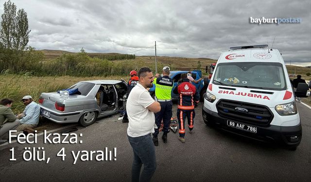 Bayburt'ta feci kaza: 1 ölü, 4 yaralı!
