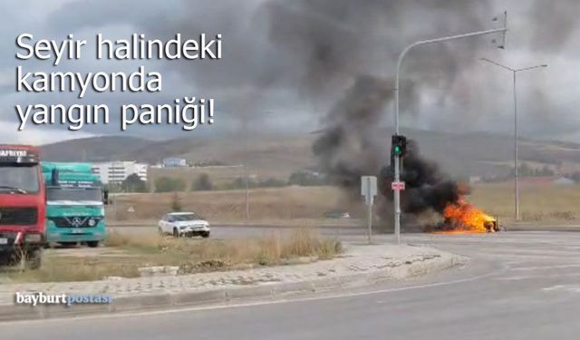 Bayburt'ta kamyonet kasasındaki jeneratör alev alev yandı!