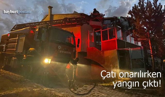 Damlıca'da çatı çalışması sırasında yangın çıktı!