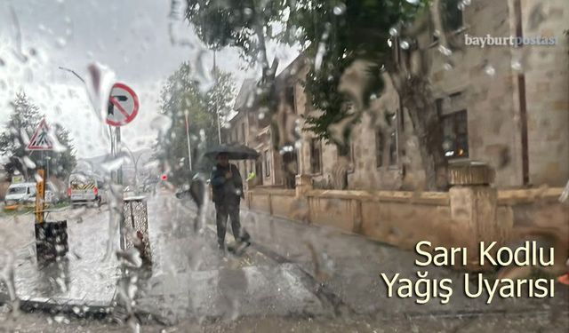 Bayburt’a Sarı Kodlu Yağış Uyarısı