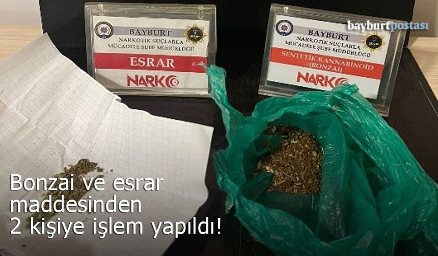 Bayburt'ta 2 kişinin üzerinden bonzai ve esrar maddesi ele geçirildi!