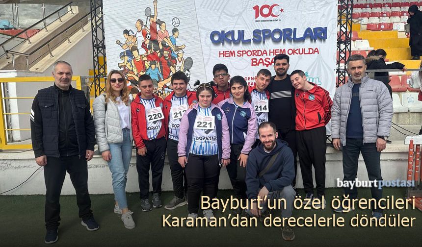 Bayburt'un özel öğrencileri Karaman'dan derecelerle döndüler