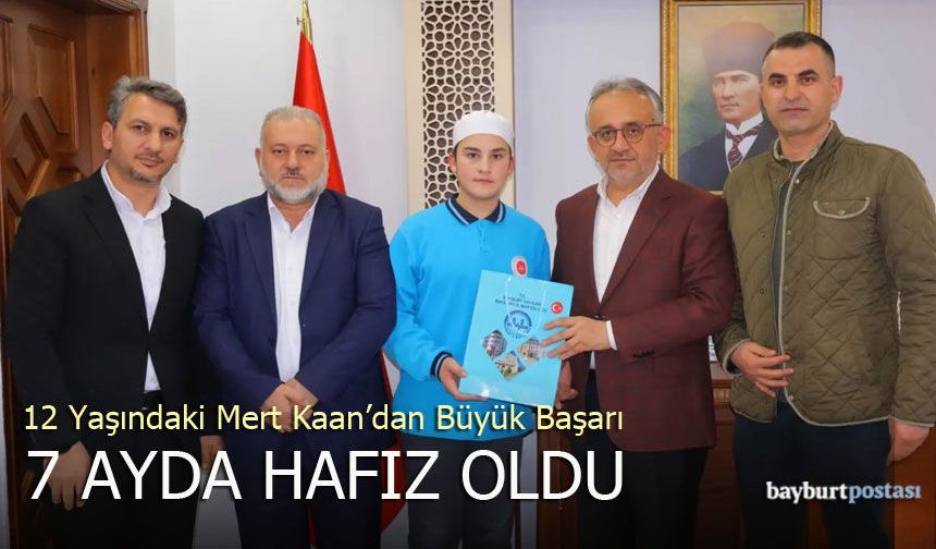 Bayburt’ta 12 Yaşındaki Mert Kaan Dursun, 7 Ayda Hafızlığını Tamamladı