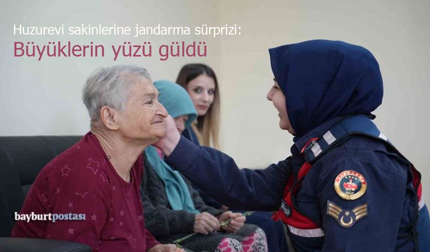 Bayburt’ta huzurevi sakinlerine jandarma sürprizi: Büyüklerin yüzü güldü