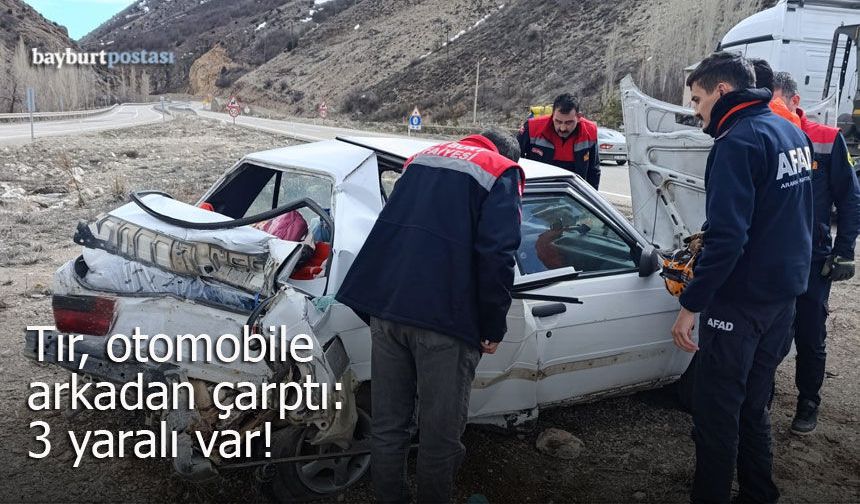 Bayburt’ta Tır Otomobile Arkadan Çarptı: 3 Yaralı!