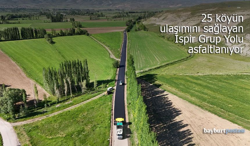 Bayburt'ta 25 Köyün Ulaşımını Sağlayan İspir Grup Yolu'nda Asfaltlama Çalışması
