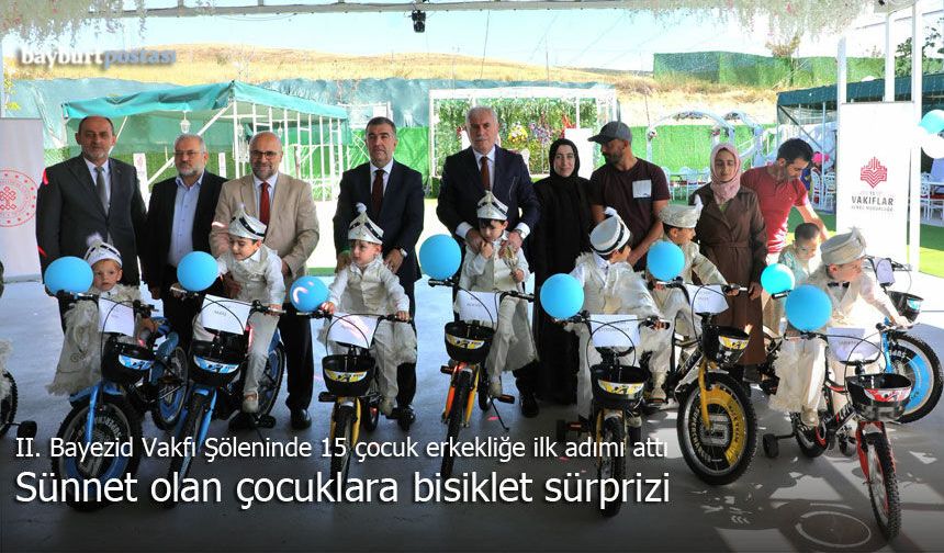 Bayburt'ta sünnet olan çocuklara bisiklet sürprizi